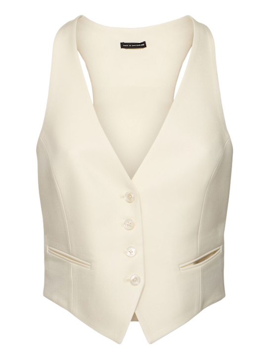 Tom Ford: Wool & silk twill racerback waistcoat - women_0 | Luisa Via Roma