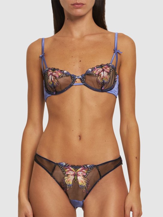 Fleur Du Mal: Butterfly embroidered cheeky briefs - women_1 | Luisa Via Roma