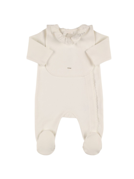 Chloé: Tutina e 2 bavaglini in cotone organico - kids-girls_0 | Luisa Via Roma