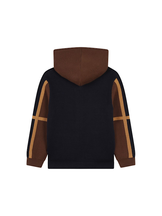 Chloé: コットン＆ウールニットカーディガン - ネイビー - kids-girls_1 | Luisa Via Roma