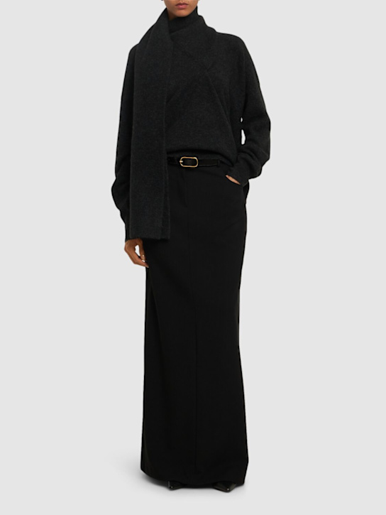 Toteme: Draped scarf wool blend knit sweater - women_1 | Luisa Via Roma