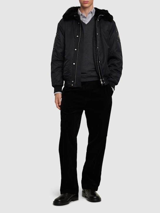 Moose Knuckles: Denali bomber jacket w/ shearling - men_1 | Luisa Via Roma