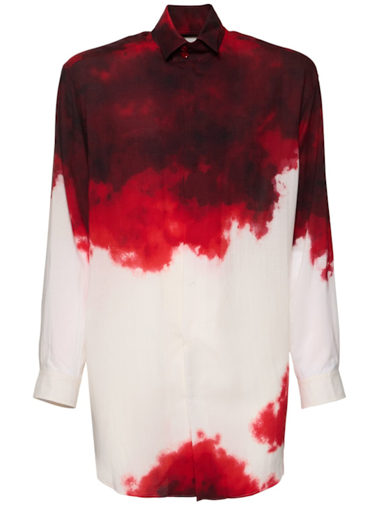 Yohji Yamamoto: Uneven printed tech shirt - men_0 | Luisa Via Roma