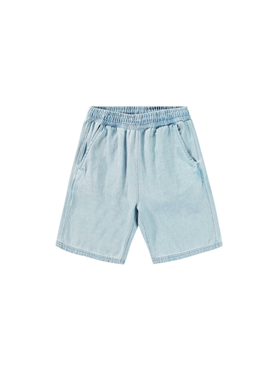 Molo: Cotton denim shorts - Light Blue - kids-boys_0 | Luisa Via Roma