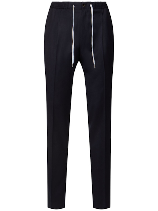 PT Torino: Deluxe wool & silk jogger pants - Navy - men_0 | Luisa Via Roma
