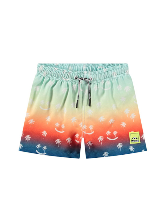Molo: Printed recycled nylon swim shorts - kids-boys_0 | Luisa Via Roma