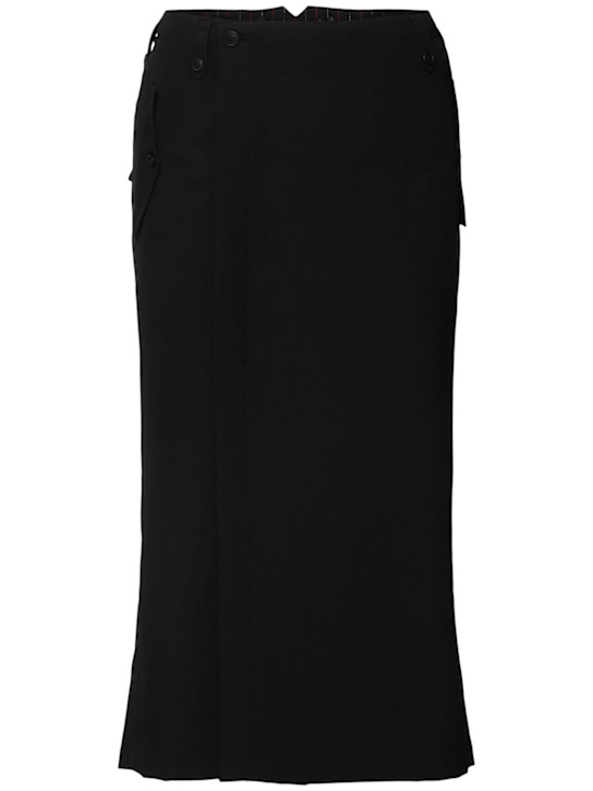 Yohji Yamamoto: Gonna in gabardina di misto lana - Nero - men_0 | Luisa Via Roma
