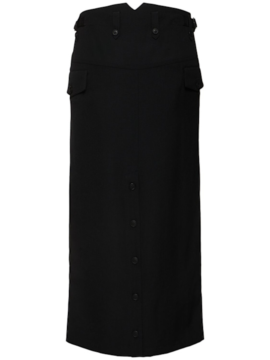 Yohji Yamamoto: Gonna in gabardina di misto lana - Nero - men_4 | Luisa Via Roma