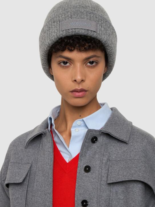 Jacquemus: Le Bonnet Gros Grain alpaca blend beanie - Dark Grey - women_1 | Luisa Via Roma