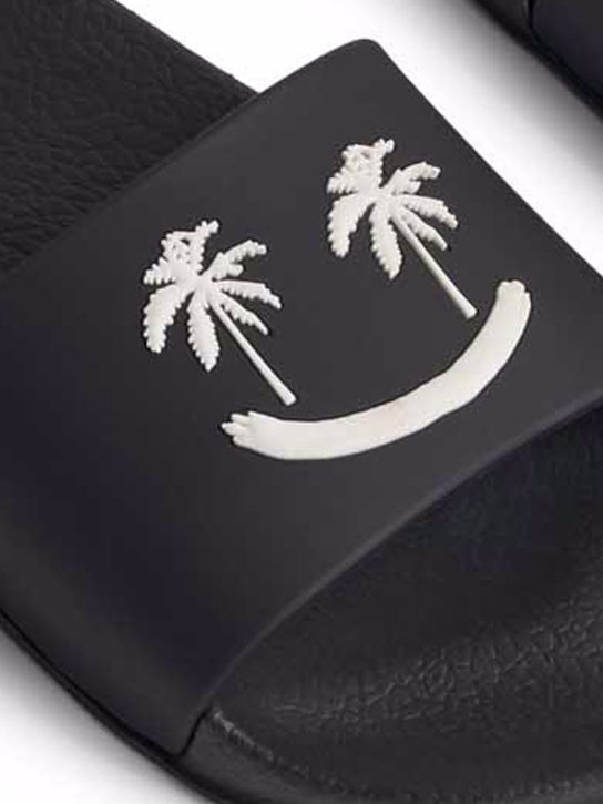 Molo: Embossed rubber slide sandals - Black - kids-boys_1 | Luisa Via Roma