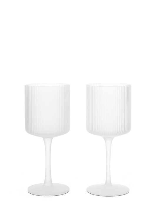 Ferm Living: Set of 2 Ripple white wine glasses - White - ecraft_0 | Luisa Via Roma