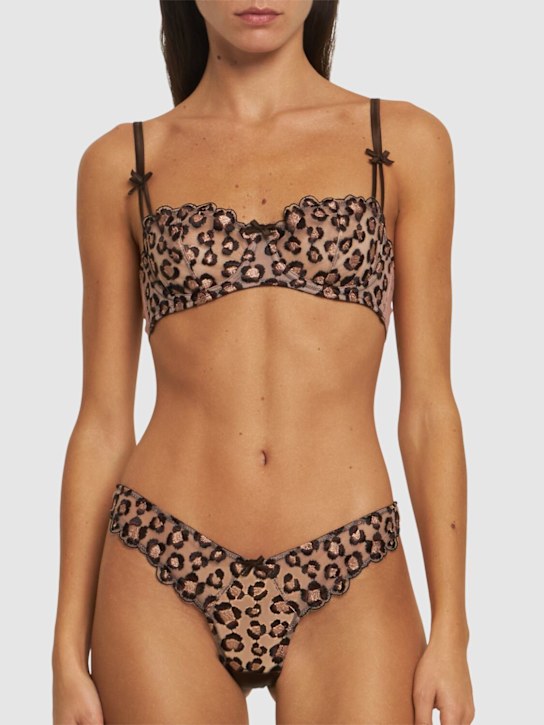 Fleur Du Mal: Leopard embroidered thong - women_1 | Luisa Via Roma