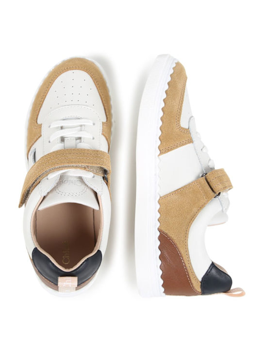 Chloé: Leather sneakers - Beige/White - kids-girls_1 | Luisa Via Roma