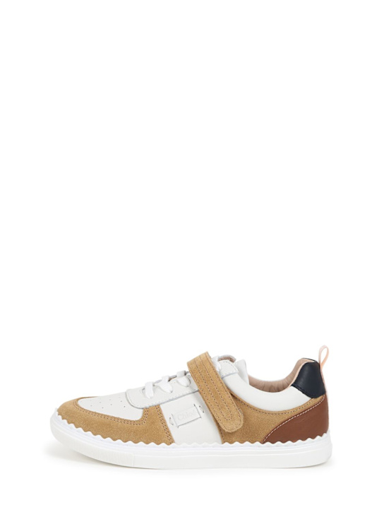 Chloé: Leather sneakers - Beige/White - kids-girls_0 | Luisa Via Roma