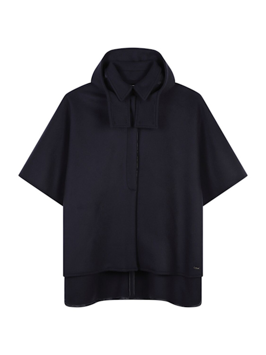 Chloé: ウールケープコート - ブルー - kids-girls_0 | Luisa Via Roma