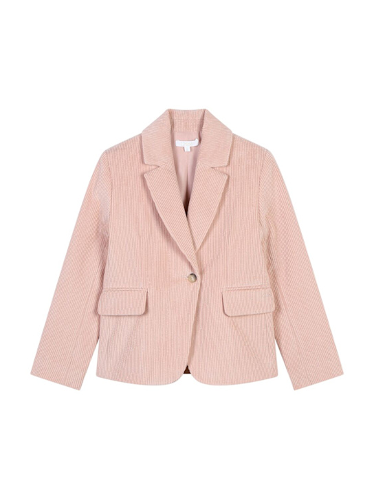 Chloé: Blazer in cotone millerighe - Rosa - kids-girls_0 | Luisa Via Roma
