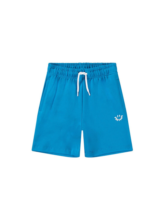 Molo: Printed organic cotton sweat shorts - Blue - kids-boys_0 | Luisa Via Roma