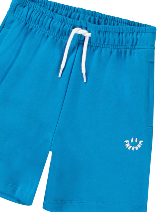 Molo: Printed organic cotton sweat shorts - Blue - kids-boys_1 | Luisa Via Roma