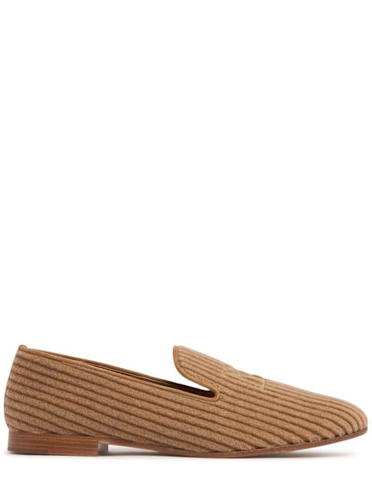 Max Mara: 10mm Striped velvet loafers - women_0 | Luisa Via Roma