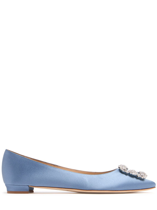Manolo Blahnik: 10mm Hangisi satin ballerina flats - women_0 | Luisa Via Roma