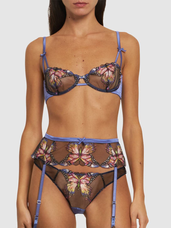 Fleur Du Mal: Butterfly embroidered garter - women_1 | Luisa Via Roma