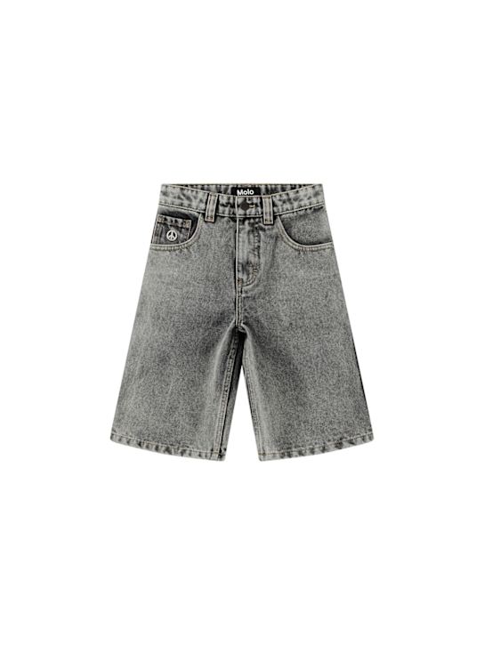 Molo: Cotton blend denim shorts - Grey - kids-boys_0 | Luisa Via Roma