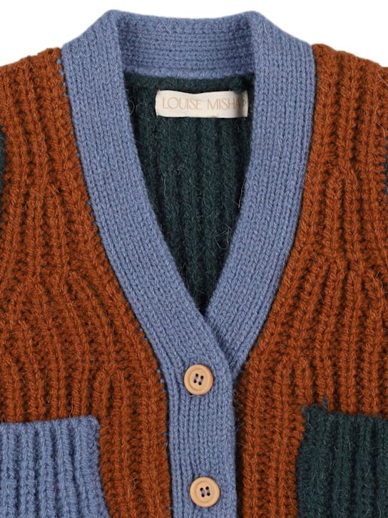 Louise Misha: Color block wool blend knit cardigan - kids-girls_1 | Luisa Via Roma