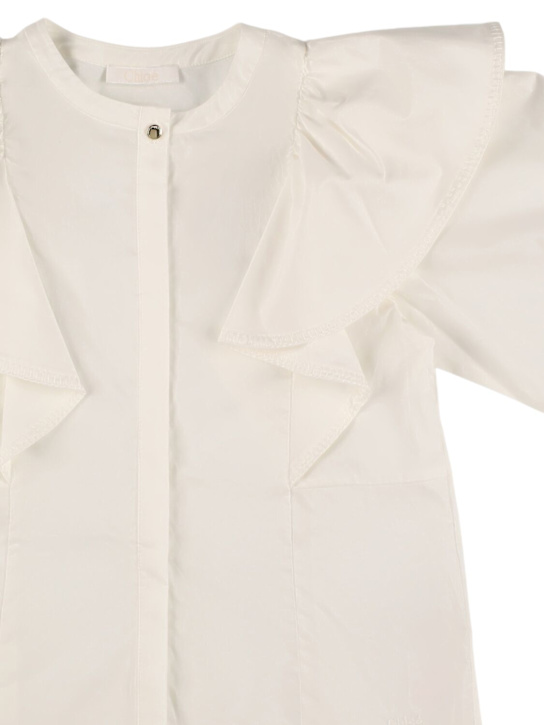 Chloé: Camicia in popeline di cotone - Bianco - kids-girls_1 | Luisa Via Roma