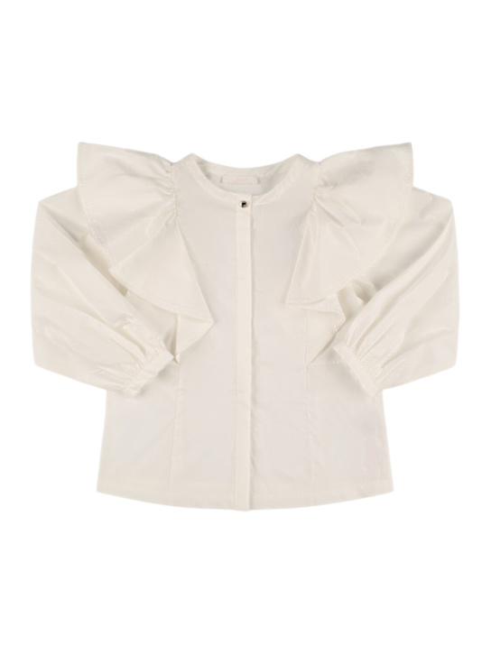 Chloé: Camicia in popeline di cotone - Bianco - kids-girls_0 | Luisa Via Roma