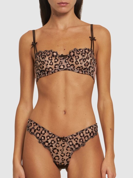 Fleur Du Mal: Leopard embroidered balconette bra - women_1 | Luisa Via Roma