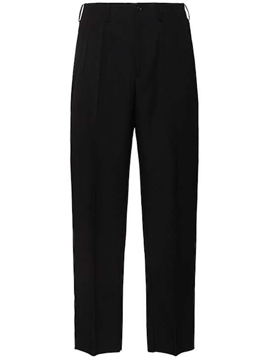 Yohji Yamamoto: Pleated wool gabardine straight pants - men_0 | Luisa Via Roma