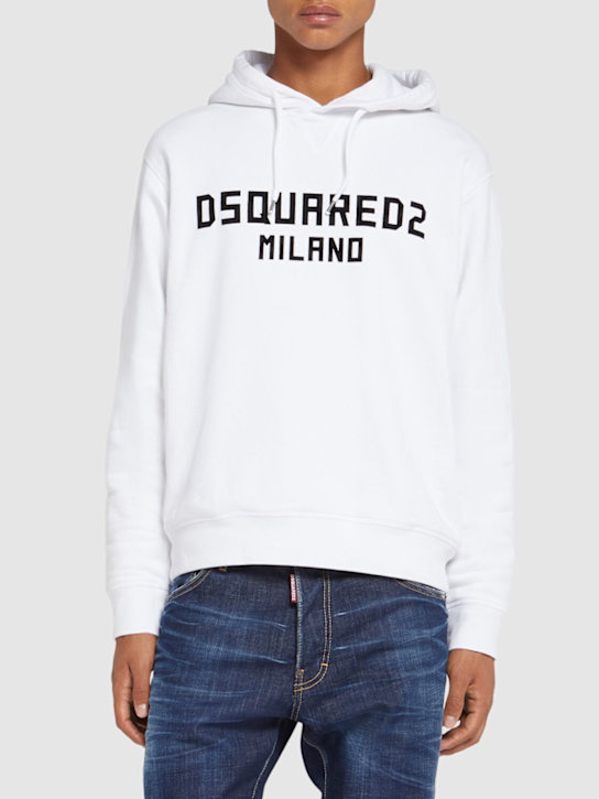 Dsquared2: Sweat-shirt Cool Fit à capuche - Blanc - men_2 | Luisa Via Roma