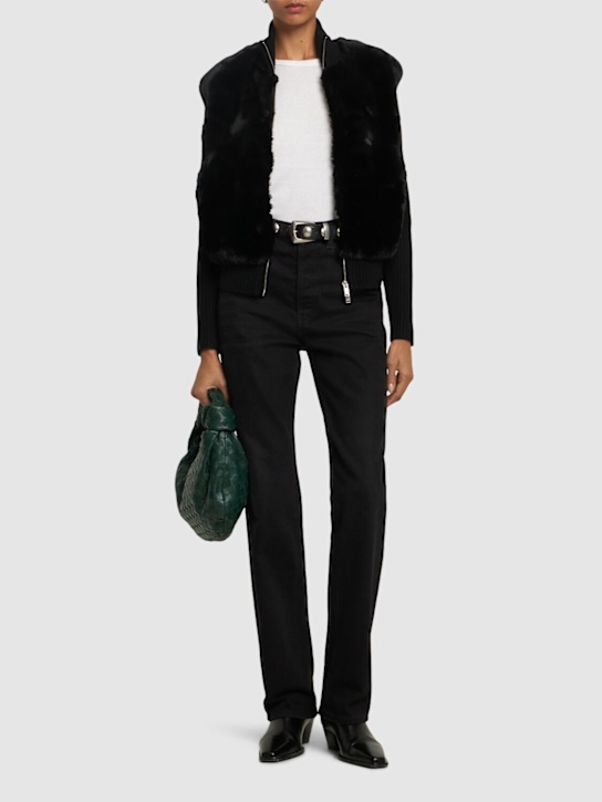 Moose Knuckles: Dua Bunny plush sweater jacket - Black - women_1 | Luisa Via Roma