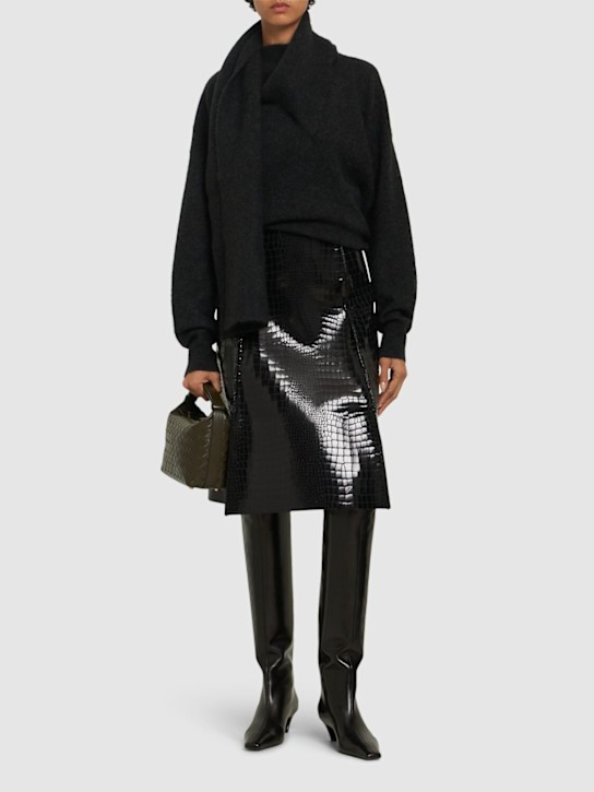 Tory Burch: Angle croc embossed midi skirt - women_1 | Luisa Via Roma