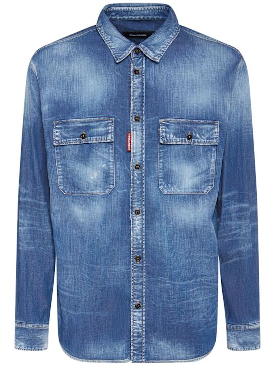 Dsquared2: Worker stretch cotton shirt - men_0 | Luisa Via Roma