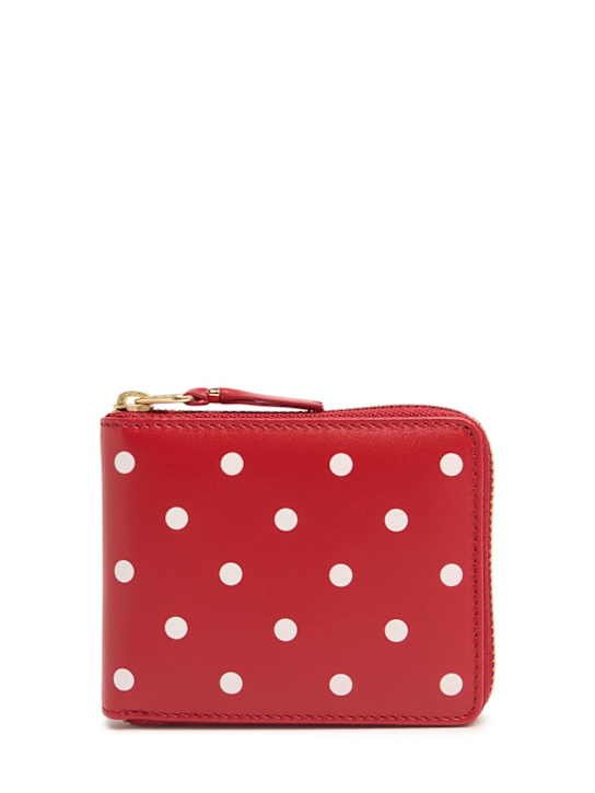 Comme des Garçons Wallet: Dot printed leather zip around wallet - women_0 | Luisa Via Roma