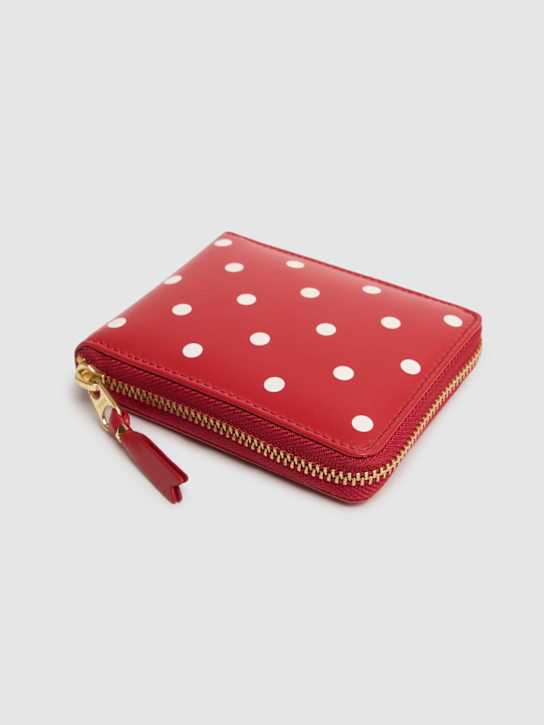 Comme des Garçons Wallet: Dot printed leather zip around wallet - women_1 | Luisa Via Roma