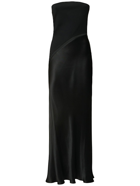 Gabriela Hearst: Chiki strapless silk satin long dress - Black - women_0 | Luisa Via Roma