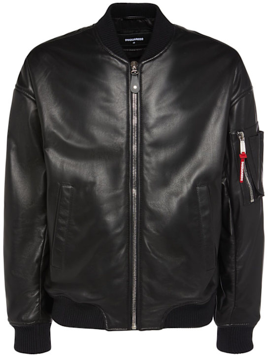 Dsquared2: Leather bomber jacket - men_0 | Luisa Via Roma