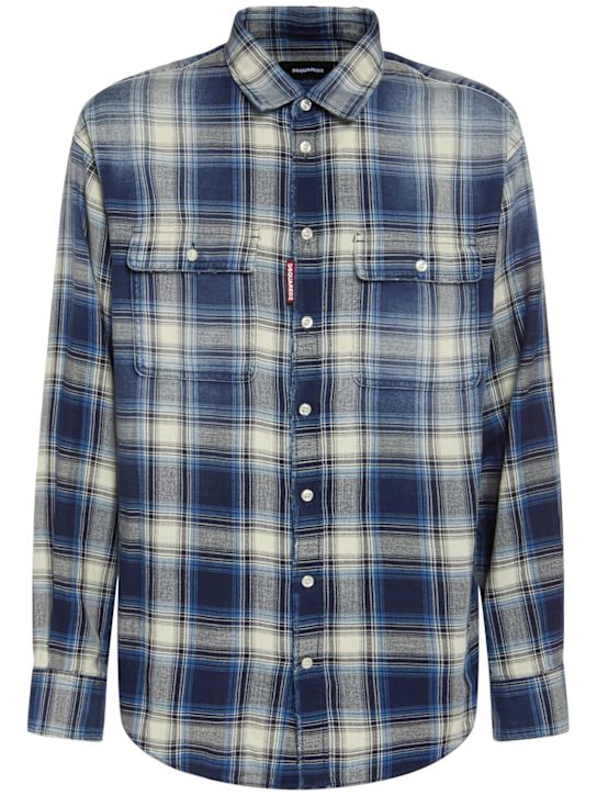 Dsquared2: D2 washed check cotton shirt - men_0 | Luisa Via Roma
