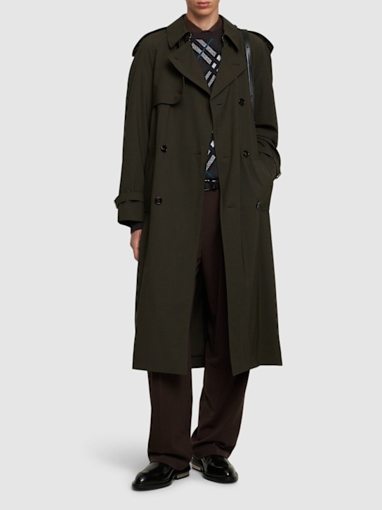 Burberry: Wool blend trench coat - Brown - men_1 | Luisa Via Roma