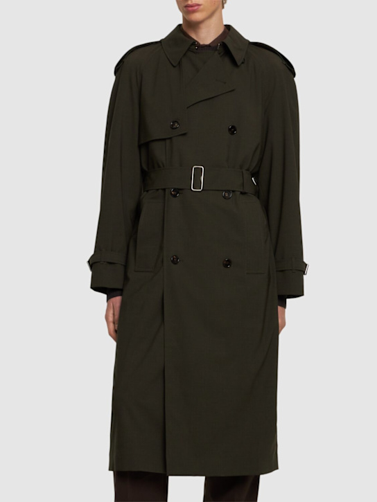Burberry: Wool blend trench coat - Brown - men_3 | Luisa Via Roma