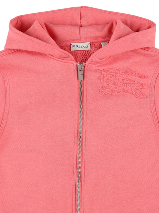 Burberry: Felpa in cotone con zip e cappuccio - kids-girls_1 | Luisa Via Roma