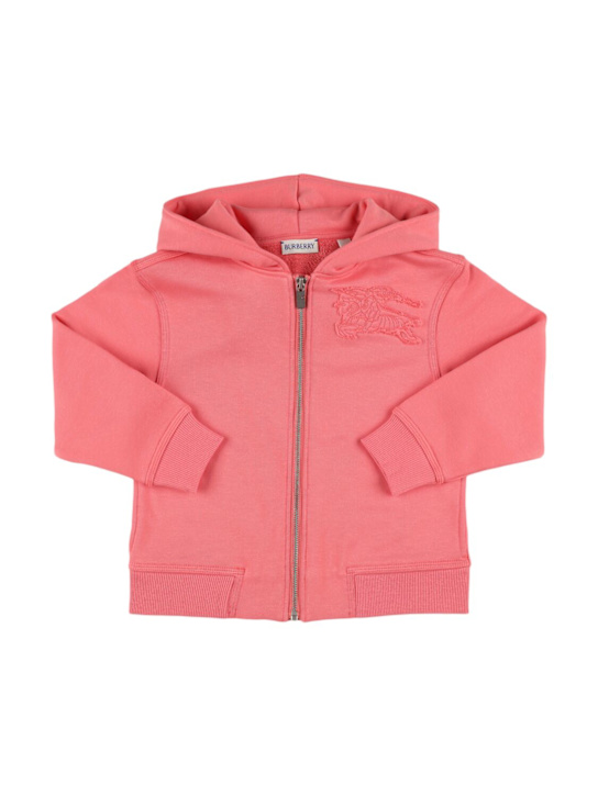 Burberry: Felpa in cotone con zip e cappuccio - kids-girls_0 | Luisa Via Roma