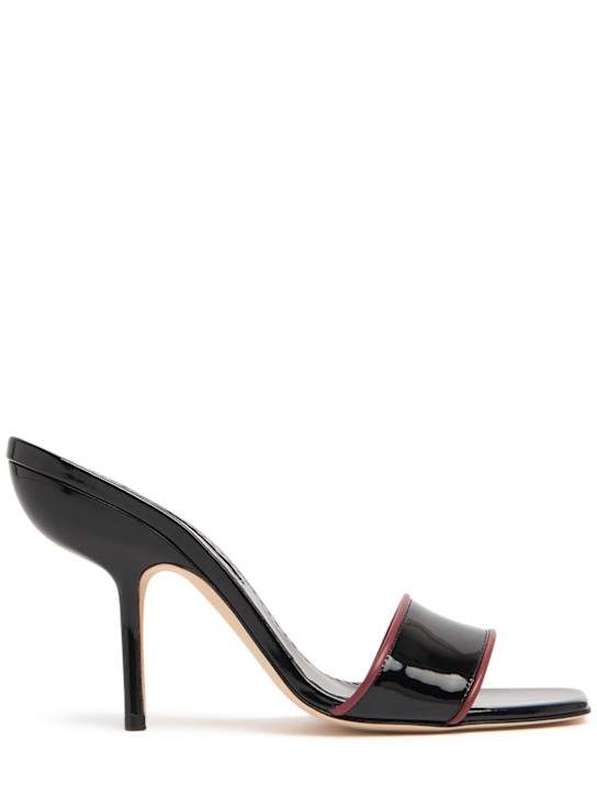 Manolo Blahnik: 105mm Helamu patent leather mules - women_0 | Luisa Via Roma