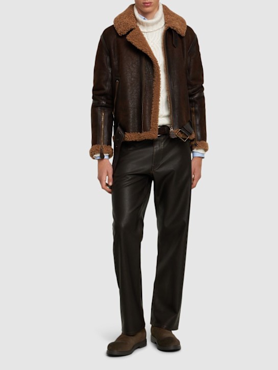 Belstaff: Wilder aviator shearling jacket - men_1 | Luisa Via Roma