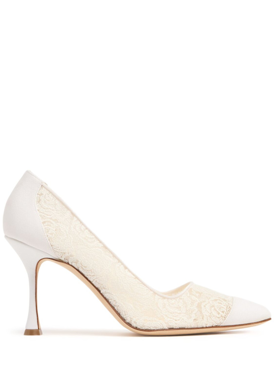 Manolo Blahnik: 90mm Sololaria lace pumps - women_0 | Luisa Via Roma