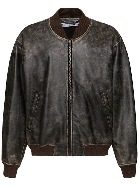 Acne Studios: Liev leather bomber jacket - men_0 | Luisa Via Roma