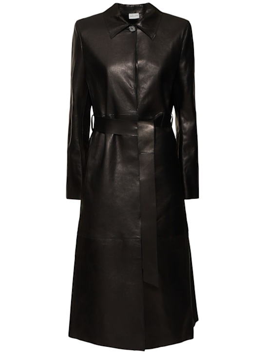 Magda Butrym: Belted single breast leather coat - Black - women_0 | Luisa Via Roma