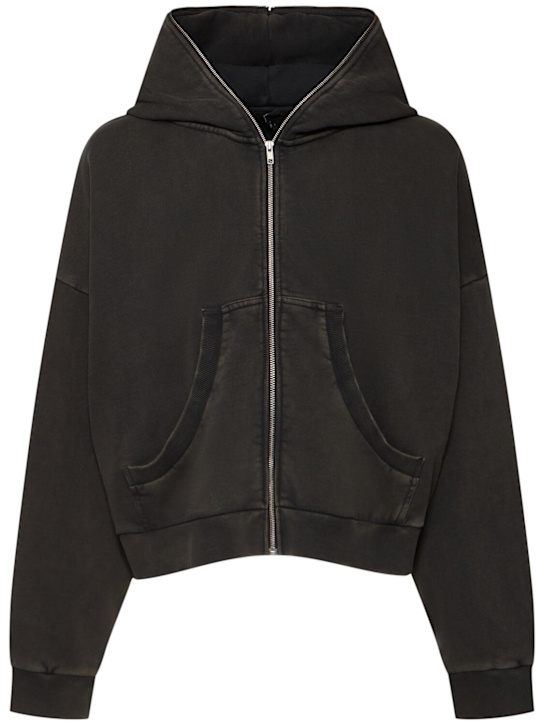 Entire Studios: Eternal zip cotton hoodie - Washed Black - men_0 | Luisa Via Roma